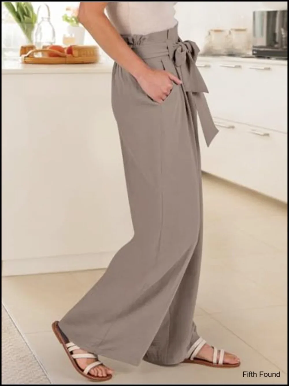 Wide Leg Pants with Belt, High Waist Business Casual Trousers, Lightweight